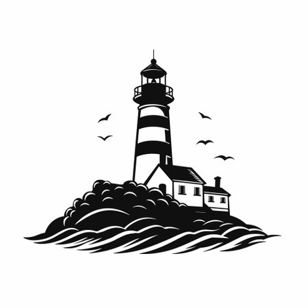 Lighthouse in the seaのイラスト素材