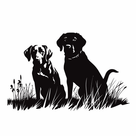 Hunting dogs silhouettes vector art designのイラスト素材