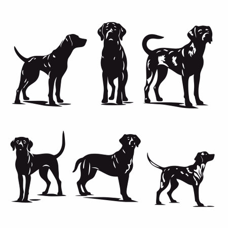Hunting dogs silhouettes vector art designのイラスト素材