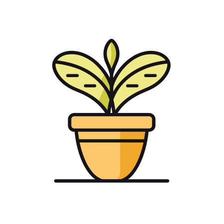Decorative houseplant isolated on white background. Trendy plant growing in pot. Beautiful natural home decorations. Flat colorful vector illustration.のイラスト素材
