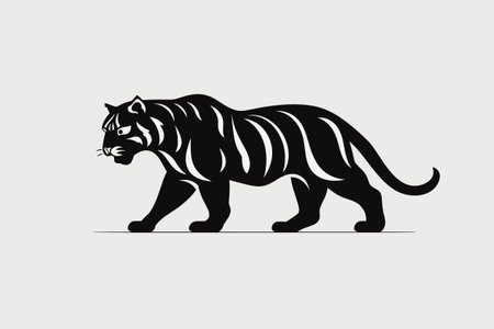 Walking Standing Tiger Silhouette for  Icon or Graphic Design Element. Vector Illustrationのイラスト素材