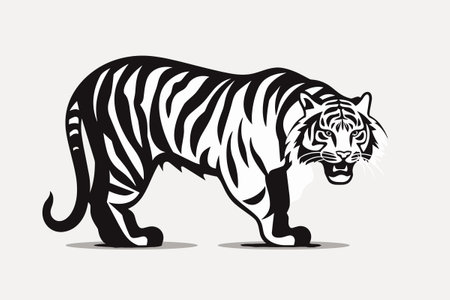 Walking Standing Tiger Silhouette for  Icon or Graphic Design Element. Vector Illustrationのイラスト素材