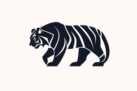 Walking Standing Tiger Silhouette for  Icon or Graphic Design Element. Vector Illustrationのイラスト素材
