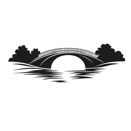 Simple Bridge Icon Vector with Monochrome Style Isolated on White Backgroundのイラスト素材