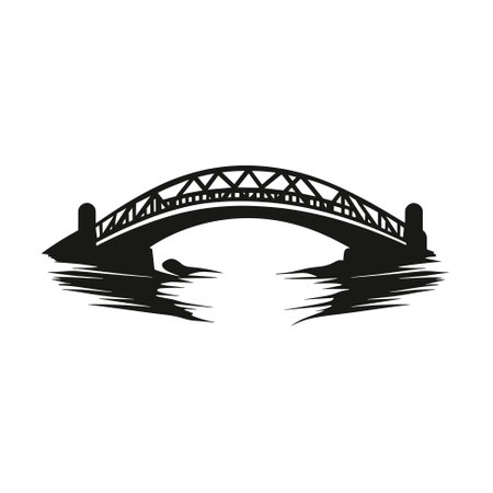 Simple Bridge Icon Vector with Monochrome Style Isolated on White Backgroundのイラスト素材