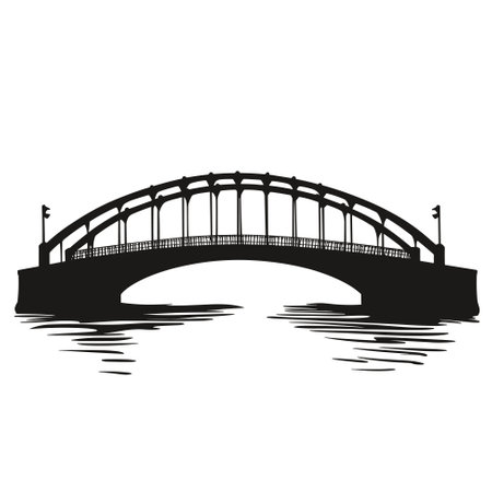 Simple Bridge Icon Vector with Monochrome Style Isolated on White Backgroundのイラスト素材