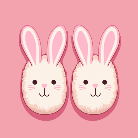 Cute bunnies faces. Easter white bunny. Cartoon vector illustrationのイラスト素材
