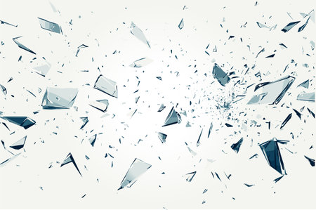 Shattered, fractured, broken glass texture. Splinters, shards, fragments pattern. Crack, exploded vector backgroundのイラスト素材