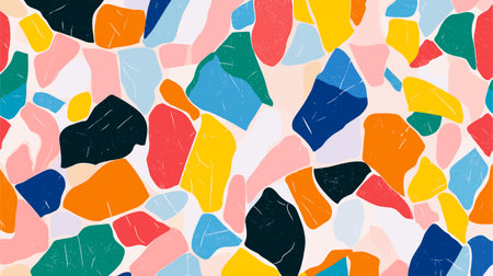 Beige terrazo mosaic ceramic tile pattern, terazzo marble stone texture, terazo floor background. Panoramic vector texture.のイラスト素材