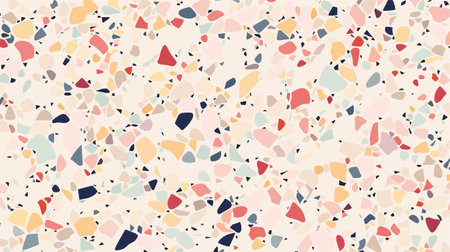 Beige terrazo mosaic ceramic tile pattern, terazzo marble stone texture, terazo floor background. Panoramic vector texture.のイラスト素材