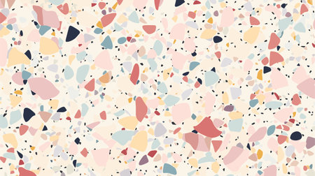 Beige terrazo mosaic ceramic tile pattern, terazzo marble stone texture, terazo floor background. Panoramic vector texture.のイラスト素材