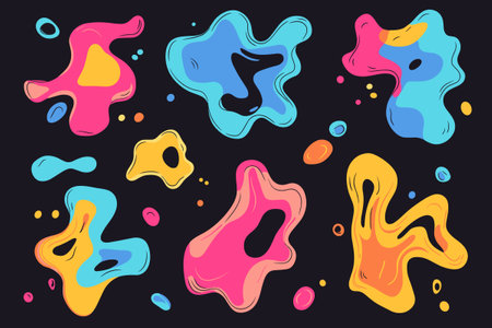 Set of organic irregular blob shapes. Random deform spot fluid Isolated. Abstract rounded forms Vector.のイラスト素材