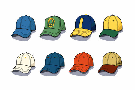 Baseball cap set cartoon. Isolated cap baseball hat symbol vector illustrationのイラスト素材