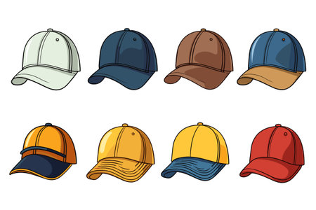 Baseball cap set cartoon. Isolated cap baseball hat symbol vector illustrationのイラスト素材