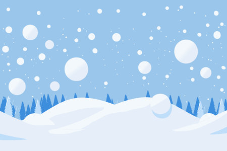 Winter panoramic natural landscape. Beautiful snowy winter landscapeのイラスト素材