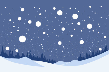 Winter panoramic natural landscape. Beautiful snowy winter landscapeのイラスト素材
