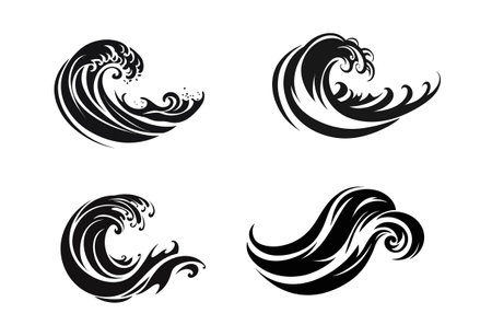 Waves icon  design vector template, setのイラスト素材