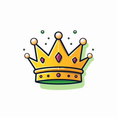 Golden crown for king or queen, crowning headdress for Monarch. Royal gold monarchy medieval emperor coronation symbol, vector illustrationのイラスト素材