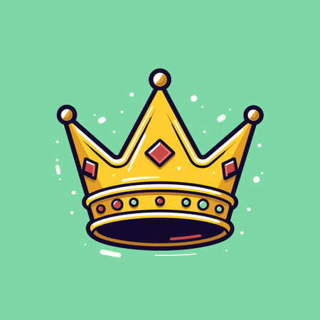 Golden crown for king or queen, crowning headdress for Monarch. Royal gold monarchy medieval emperor coronation symbol, vector illustrationのイラスト素材