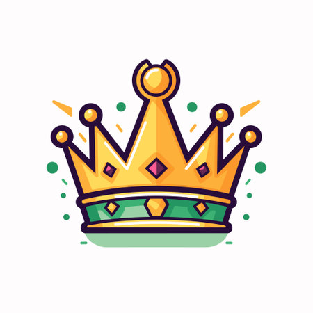 Golden crown for king or queen, crowning headdress for Monarch. Royal gold monarchy medieval emperor coronation symbol, vector illustrationのイラスト素材