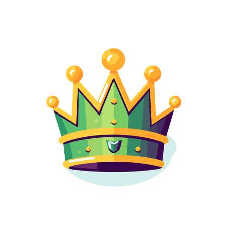 Golden crown for king or queen, crowning headdress for Monarch. Royal gold monarchy medieval emperor coronation symbol, vector illustrationのイラスト素材
