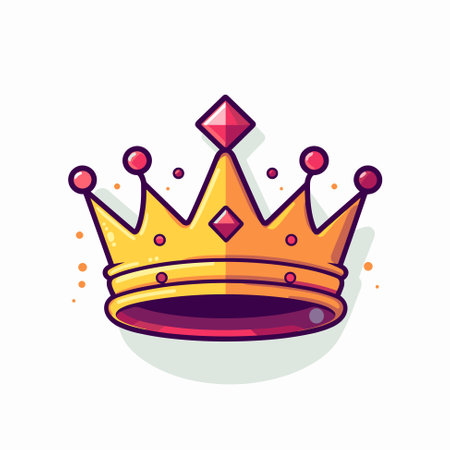Golden crown for king or queen, crowning headdress for Monarch. Royal gold monarchy medieval emperor coronation symbol, vector illustrationのイラスト素材