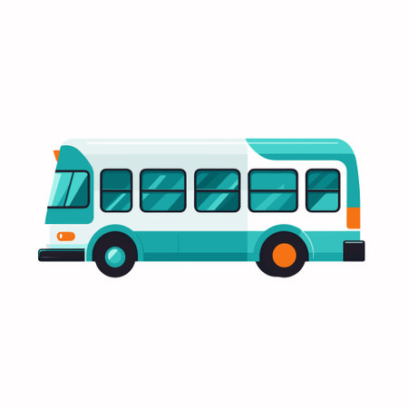 Vector Empty Turquoise School Bus Design. Back to School Illustration.のイラスト素材