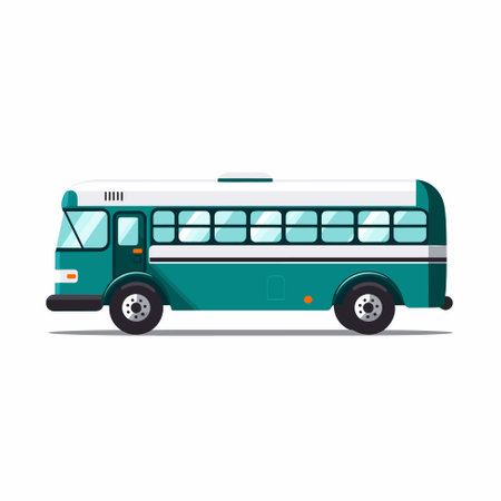 Vector Empty Turquoise School Bus Design. Back to School Illustration.のイラスト素材