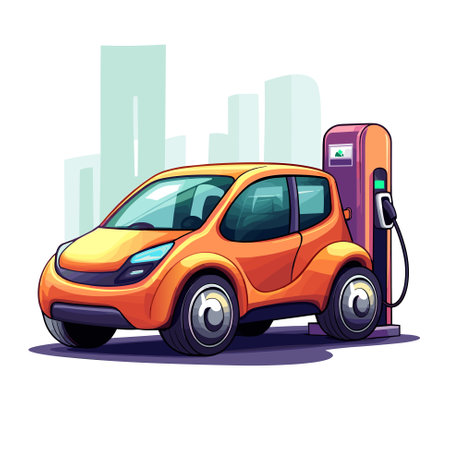 EV electric car charging station vector concept. Vector illustration.のイラスト素材