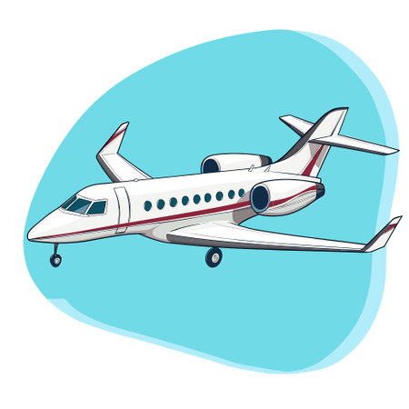 Jet private small airplane, vector illustrationのイラスト素材