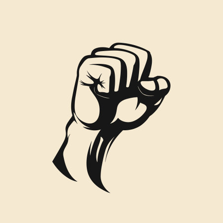 Fist clenched symbol. Power, strength icon template, vector illustrationのイラスト素材