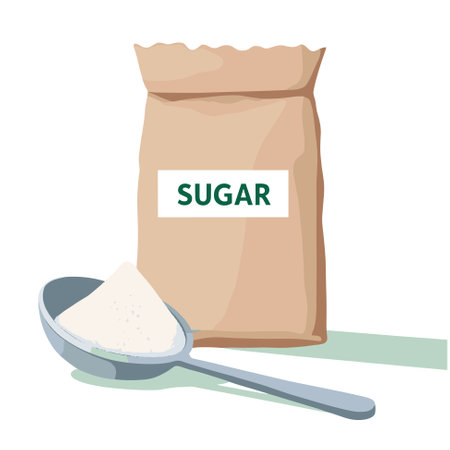 Hand drawn cartoon sugar in a paper bag isolated on a white background. Vector illustration.のイラスト素材