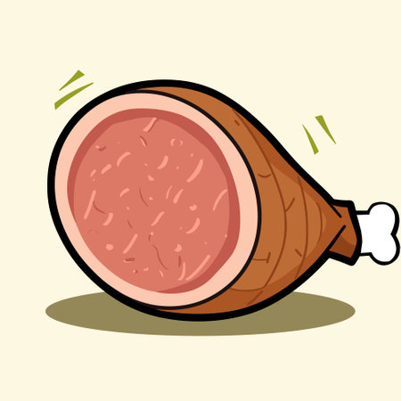 Cartoon cooked ham, vector illustrationのイラスト素材