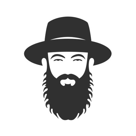 Icon of a Jew Rabbit with a beard and a hat. Vector illustrationのイラスト素材