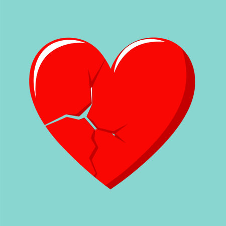 Red broken heart. Flat icon for apps and websites. Vector illustration.のイラスト素材