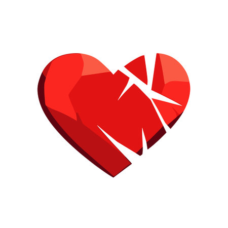 Red broken heart. Flat icon for apps and websites. Vector illustration.のイラスト素材