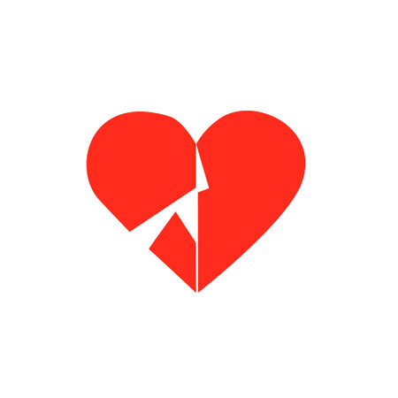 Red broken heart. Flat icon for apps and websites. Vector illustration.のイラスト素材