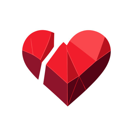 Red broken heart. Flat icon for apps and websites. Vector illustration.のイラスト素材