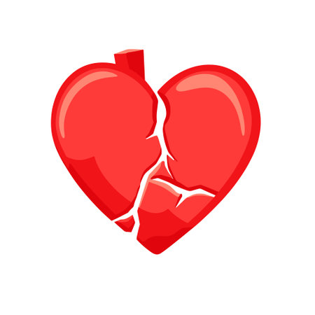 Red broken heart. Flat icon for apps and websites. Vector illustration.のイラスト素材