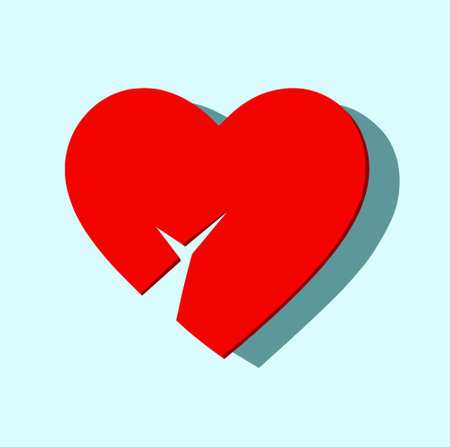 Red broken heart. Flat icon for apps and websites. Vector illustration.のイラスト素材