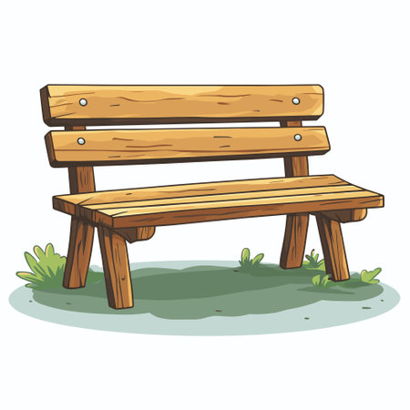 Cartoon vector illustration of a simple wooden bench.のイラスト素材