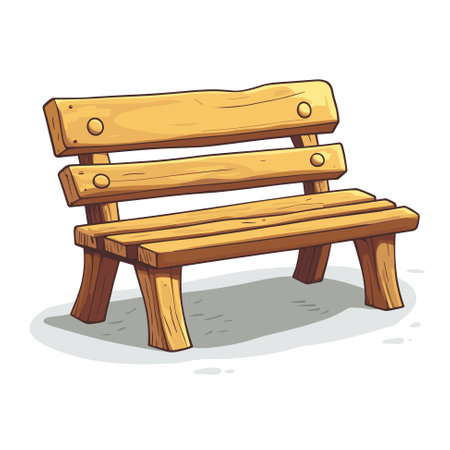 Cartoon vector illustration of a simple wooden bench.のイラスト素材