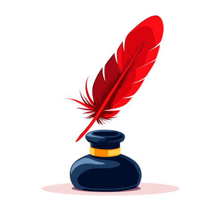 Feather and ink bottle icon  template. Vector illustrationのイラスト素材