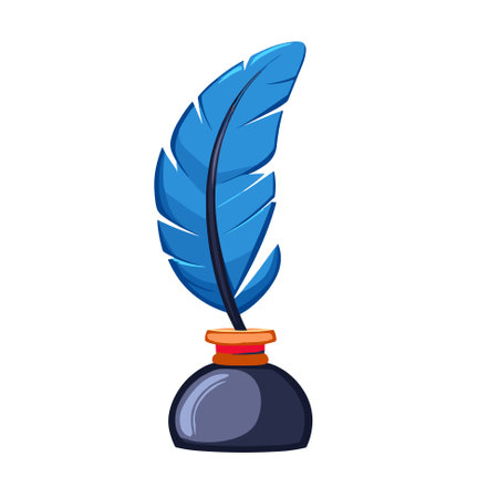 Feather and ink bottle icon  template. Vector illustrationのイラスト素材