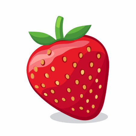 Vector image of strawberry logo icon template. Healthy food and fresh fruit concept. Juicy fruits, strawberry snacks, vegetarian dishes.のイラスト素材
