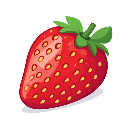 Vector image of strawberry logo icon template. Healthy food and fresh fruit concept. Juicy fruits, strawberry snacks, vegetarian dishes.のイラスト素材