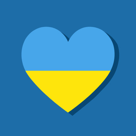 Flag of Ukraine inside a heart shape. Ukrainian country symbol.のイラスト素材