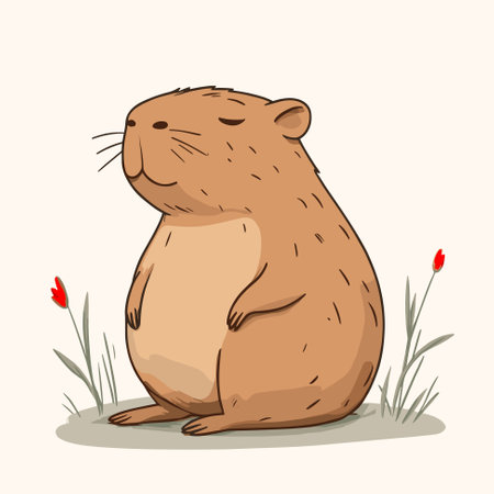 Capybara vector illustration. Cute greater capybara.のイラスト素材
