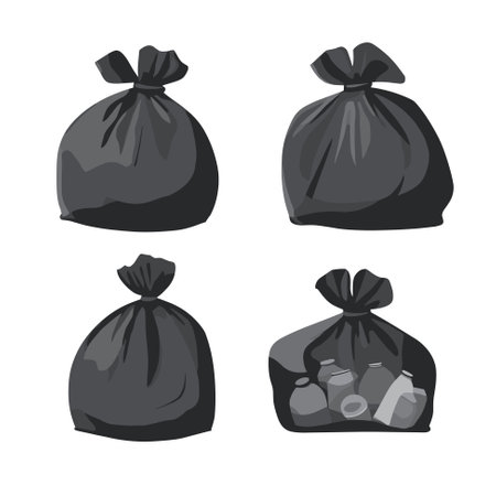 Black garbage bags vector cartoon isolated on a white background.のイラスト素材