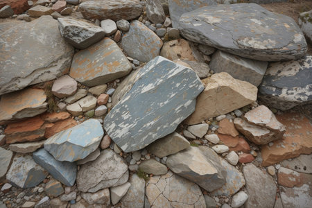 Flat stacked stones. Backgrounds and Textures for text or images.の写真素材